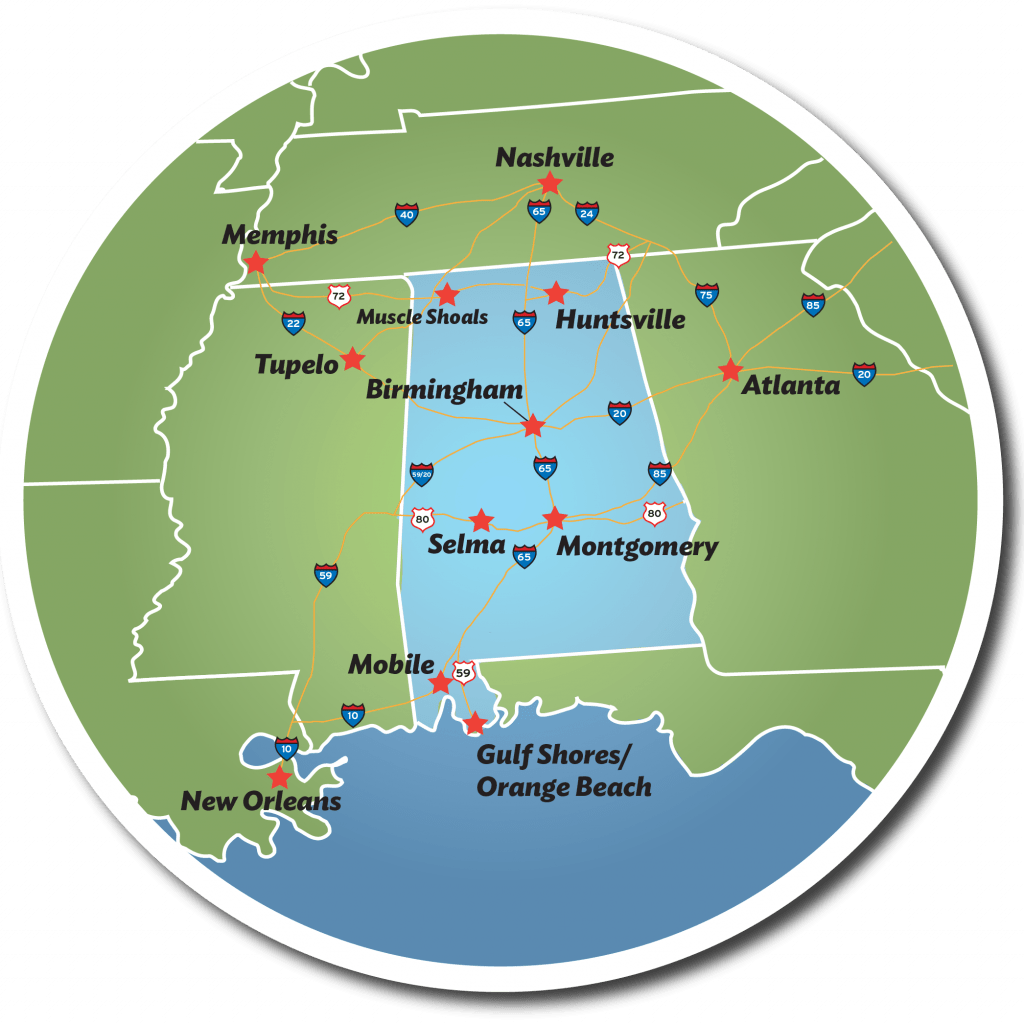 Südstaat Alabama und seine Nachbar-Staaten